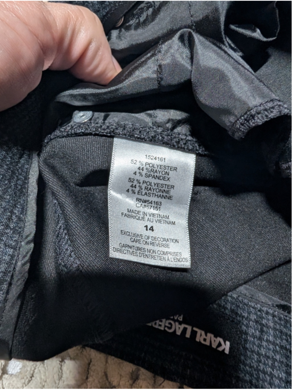 746 - Karl Lagerfeld Paris Size 14 Charcoal Check Tailored Dress Pants - Picture 5 of 11